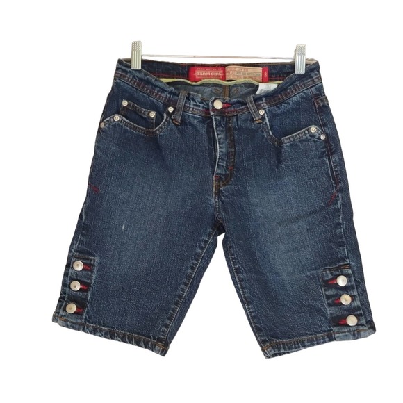 Farm Girl 5 Pocket Low Rise Sadie Side Button 8 Shorts Farm Boy Co-op - Picture 1 of 15